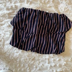Garage strapless striped crop top xs